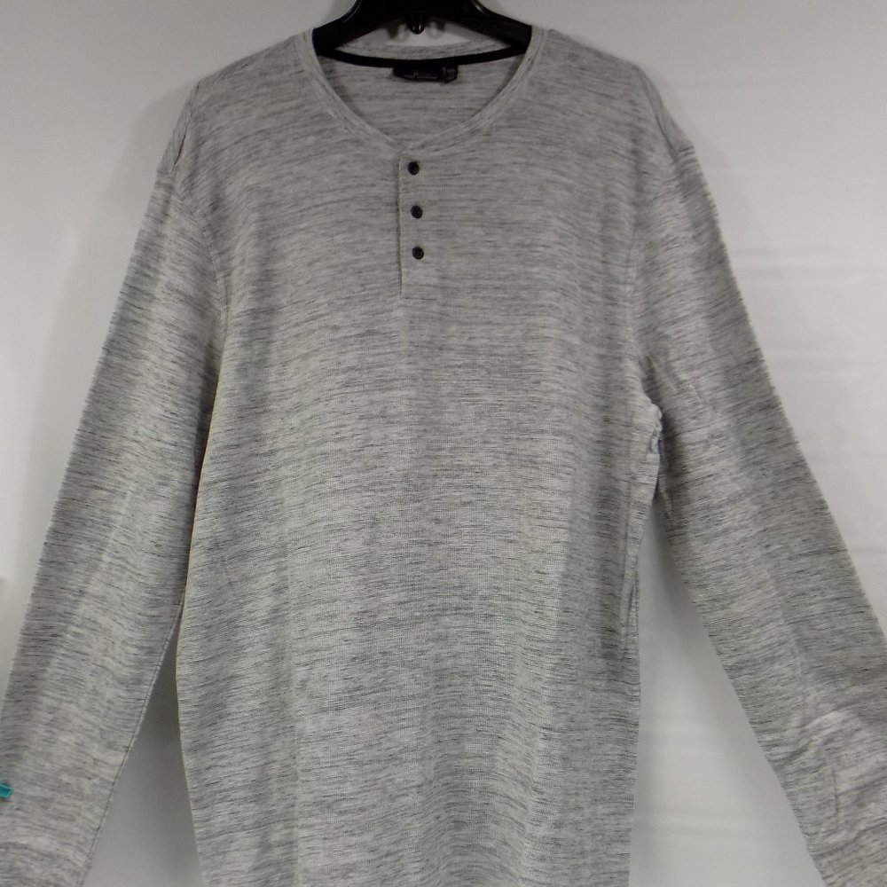 Marc Anthony Grey Heathered Long Sleeve Henley Slim Fit Size XXL